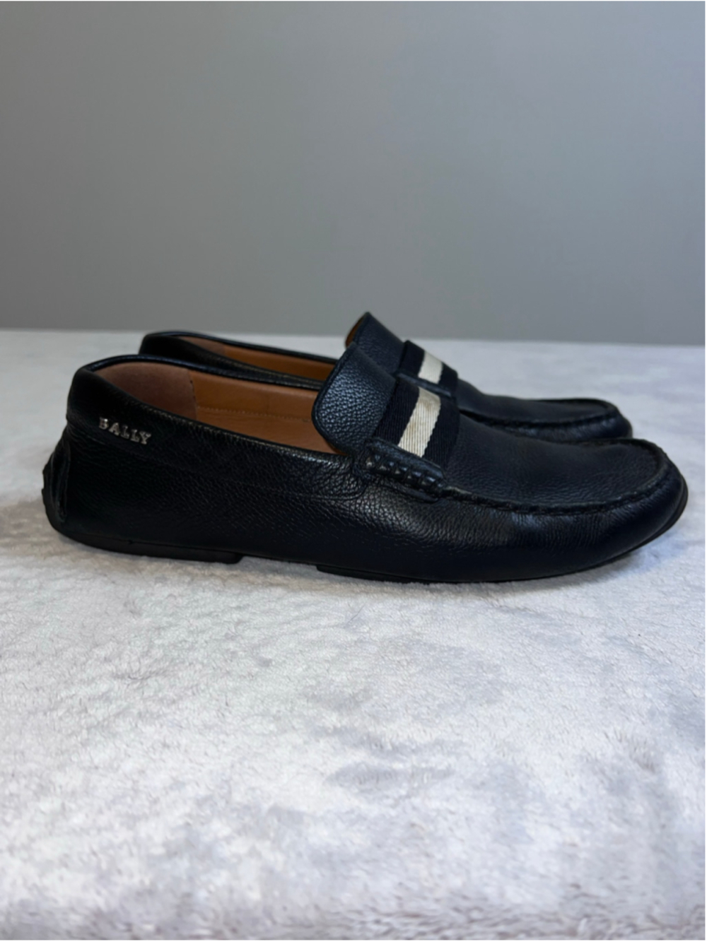Men's Bally Black & White Leather Loafers & Slip-Ons 6